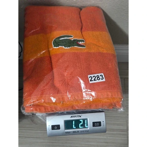 Lacoste Crocodile Logo Orange Cotton Bath Towel 29 x 48 - Picture 9 of 9
